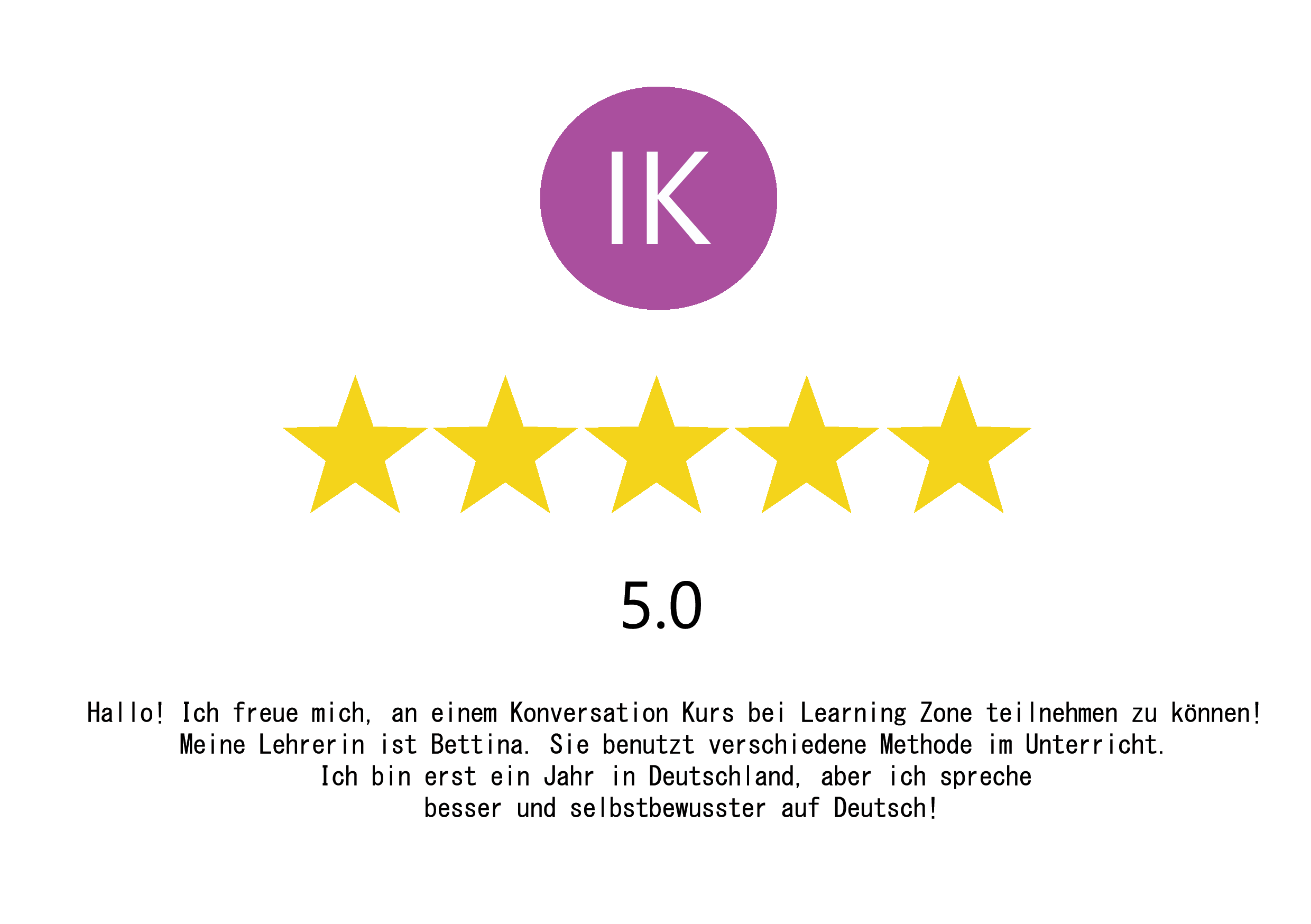 Google review: German course Frankfurt Nordend – Learning Zone